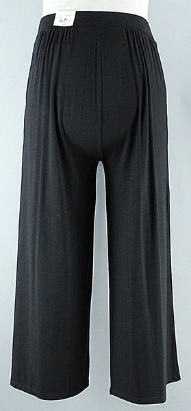 Liz Claiborne NEW Sz MT Black Wide Leg Pocket Rayon Spandex Elastic Crop Pant