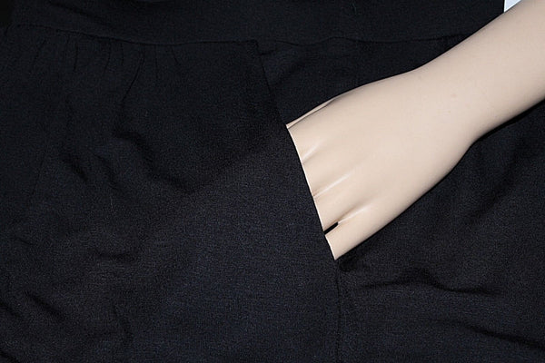 Liz Claiborne NEW Sz MT Black Wide Leg Pocket Rayon Spandex Elastic Crop Pant