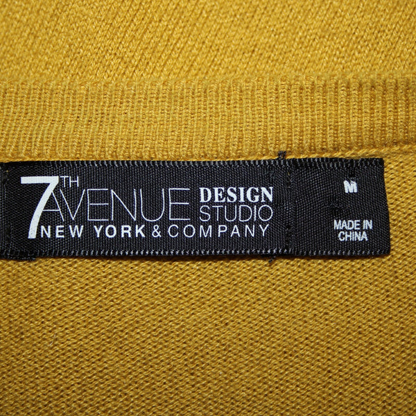 7th Avenue Sz M Yellow Green Buttons Cotton Rayon Nylon Cardigan Sweater