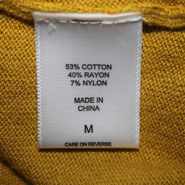 7th Avenue Sz M Yellow Green Buttons Cotton Rayon Nylon Cardigan Sweater