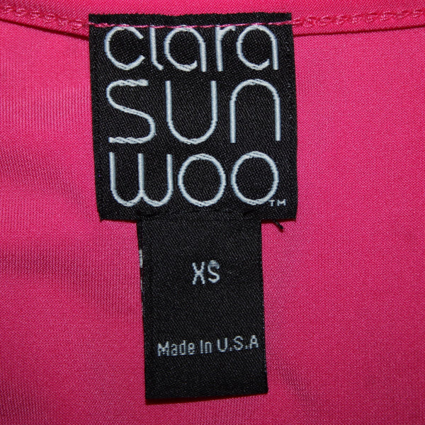 Clara Sun Woo Sz XS Pink V Neck Faux Wrap Short Sleeve Polyester Rayon Top