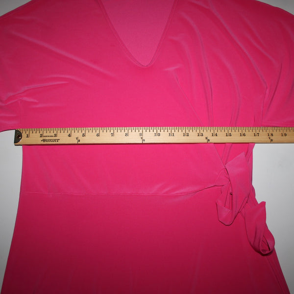 Clara Sun Woo Sz XS Pink V Neck Faux Wrap Short Sleeve Polyester Rayon Top