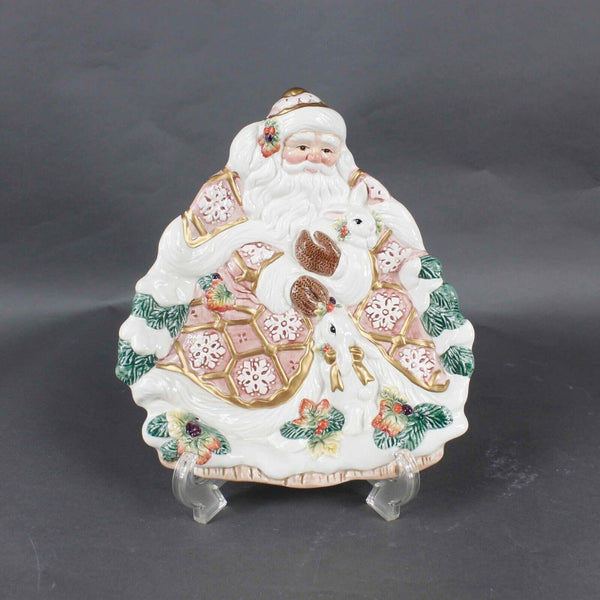 Fitz And Floyd 10 x 9 Cream Red 19/1222 Snowy Woods Santa Serving Plate