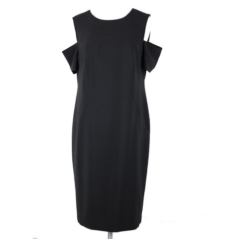 Chicos NEW $139 Sz 0.5 Black Cold Shoulder Seamed Polyester Spandex Dress