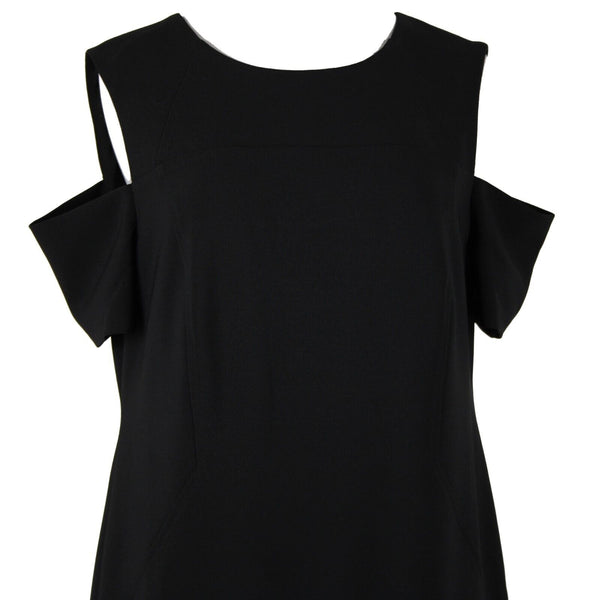 Chicos NEW $139 Sz 0.5 Black Cold Shoulder Seamed Polyester Spandex Dress