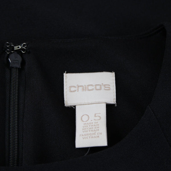Chicos NEW $139 Sz 0.5 Black Cold Shoulder Seamed Polyester Spandex Dress