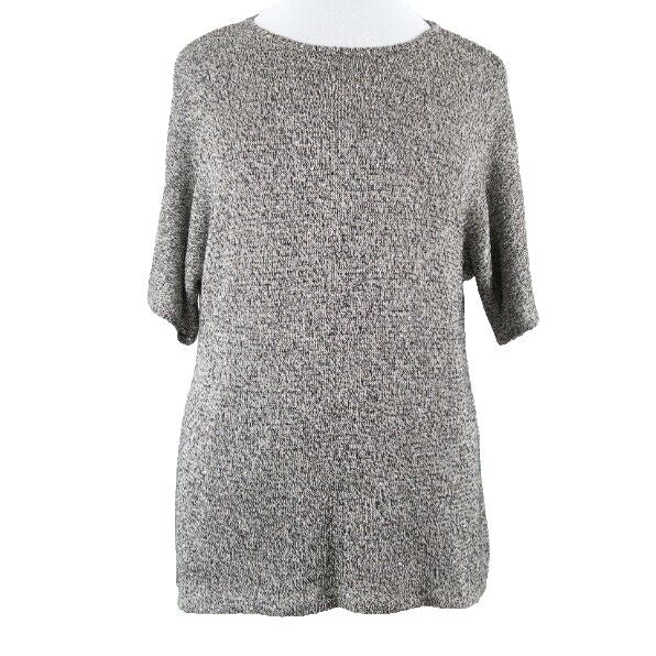 Chicos NEW $99 Sz 3 Taupe Black Multi Silver Sequin Poly Rayon Sweater 019Y