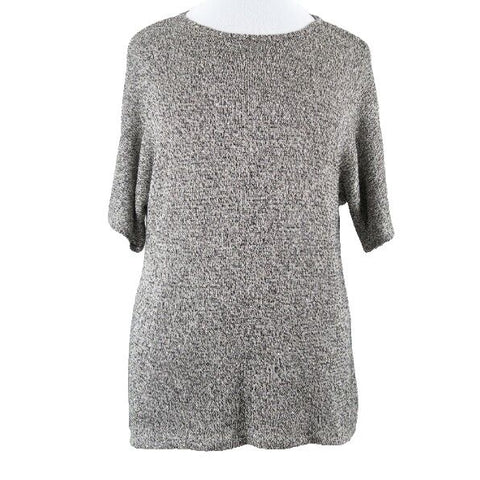 Chicos NEW $99 Sz 3 Taupe Black Multi Silver Sequin Poly Rayon Sweater 019Y