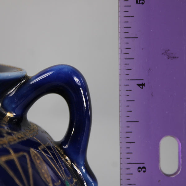 SK Nippon Vase Blue Multi Color Floral Hand Painted 4.25" Vase