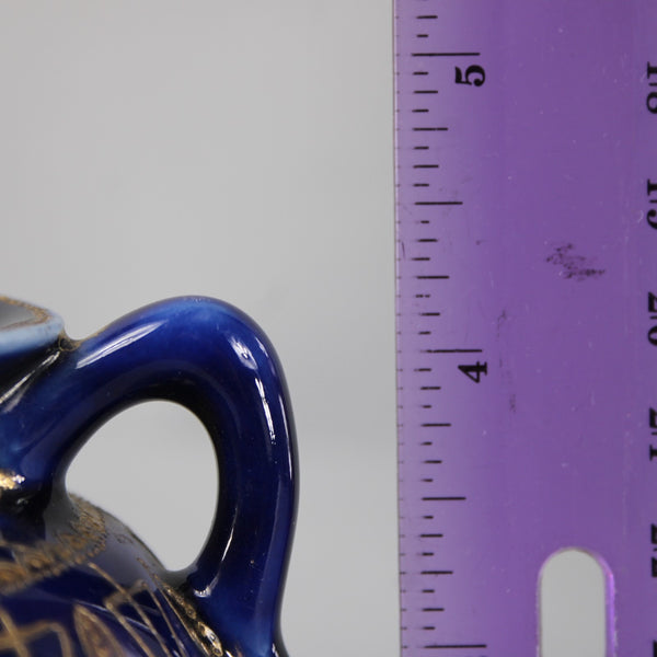 SK Nippon Vase Blue Multi Color Floral Hand Painted 4.25" Vase