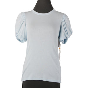 1. State NEW Sz S Light Blue Lake Puff Sleeves 100% Cotton Top