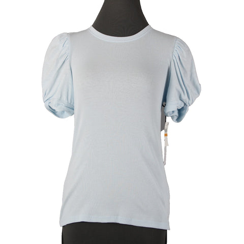 1. State NEW Sz S Light Blue Lake Puff Sleeves 100% Cotton Top