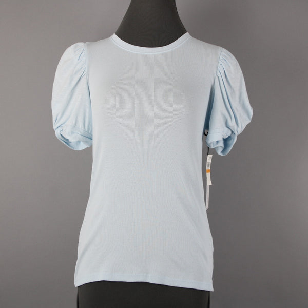 1. State NEW Sz S Light Blue Lake Puff Sleeves 100% Cotton Top