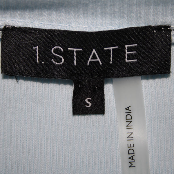 1. State NEW Sz S Light Blue Lake Puff Sleeves 100% Cotton Top