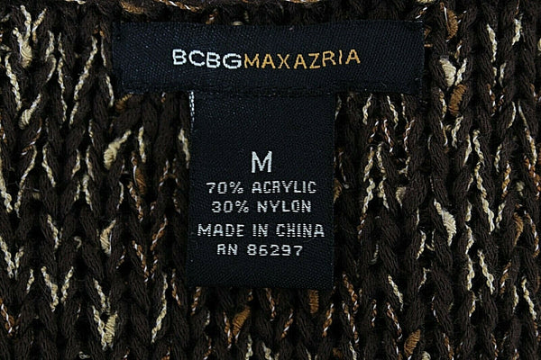 BCBGMaxazria Sz M Brown Multi Big Button Front Acrylic Nylon Knit Cardigan