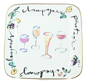 Rosanna 11" x 11" Wine Champagne Pinot Burgundy Chardonnay Cheese Plate