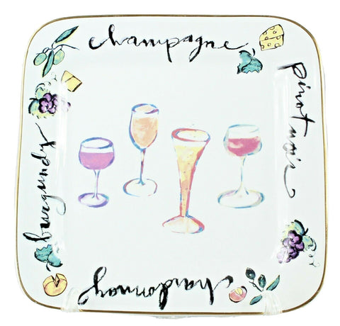 Rosanna 11" x 11" Wine Champagne Pinot Burgundy Chardonnay Cheese Plate