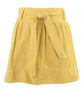 Sanctuary NEW $110 Sz S Maize Yellow Sash Tie Pocketed 100% Cotton Skirt