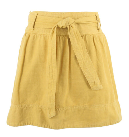 Sanctuary NEW $110 Sz S Maize Yellow Sash Tie Pocketed 100% Cotton Skirt