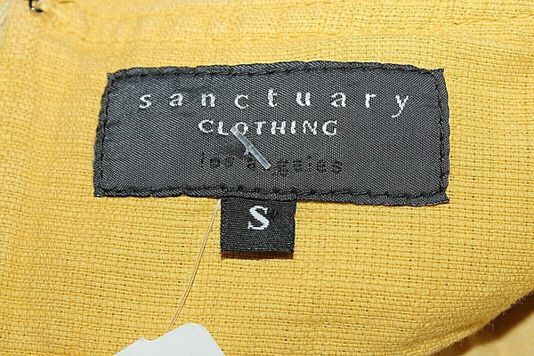 Sanctuary NEW $110 Sz S Maize Yellow Sash Tie Pocketed 100% Cotton Skirt