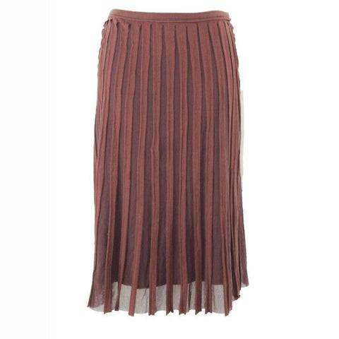 Max Studio Sz XS Brown Cotton Blend Mesh Insert 100% Cotton Lined Skirt