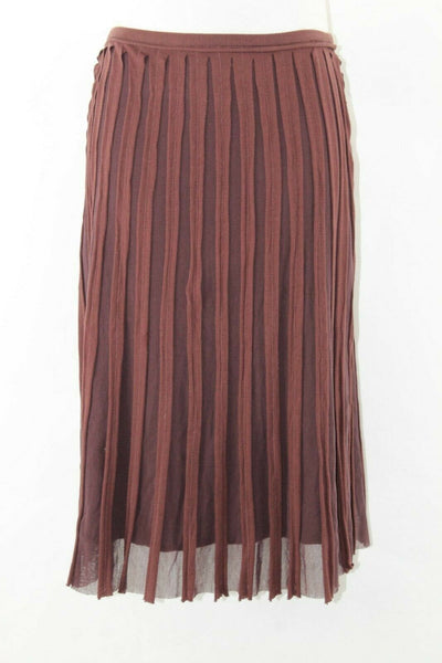 Max Studio Sz XS Brown Cotton Blend Mesh Insert 100% Cotton Lined Skirt