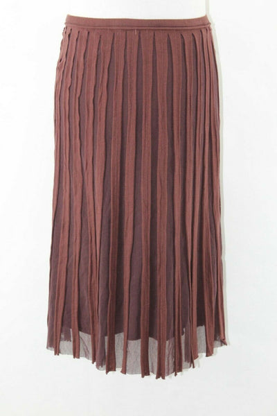 Max Studio Sz XS Brown Cotton Blend Mesh Insert 100% Cotton Lined Skirt