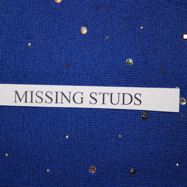 Fontana Sz M Royal Blue Silver Rhinestones Zipper Viscose Nylon AS IS Jacket