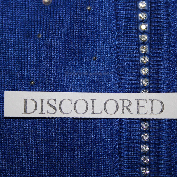 Fontana Sz M Royal Blue Silver Rhinestones Zipper Viscose Nylon AS IS Jacket