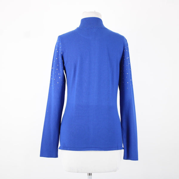Fontana Sz M Royal Blue Silver Rhinestones Zipper Viscose Nylon AS IS Jacket