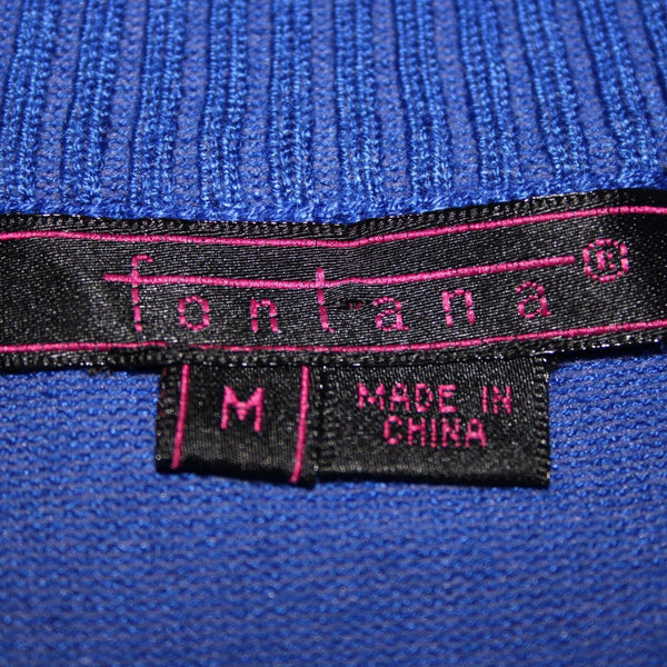 Fontana Sz M Royal Blue Silver Rhinestones Zipper Viscose Nylon AS IS Jacket