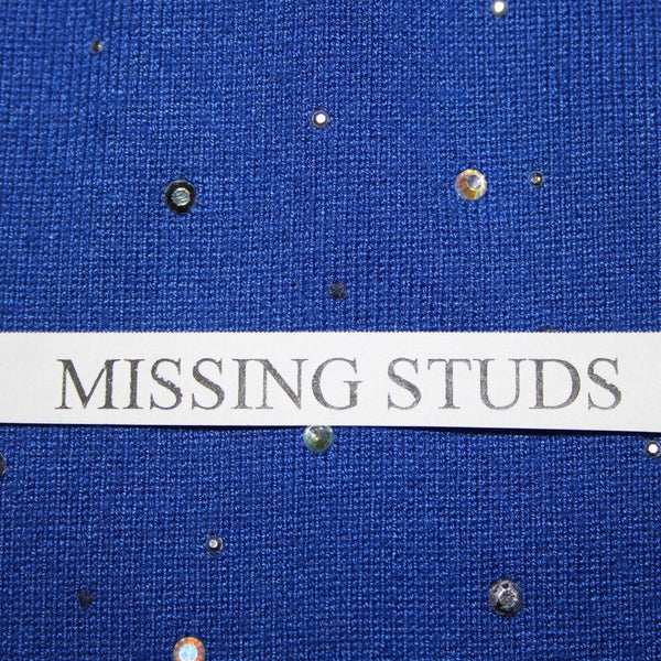 Fontana Sz M Royal Blue Silver Rhinestones Zipper Viscose Nylon AS IS Jacket