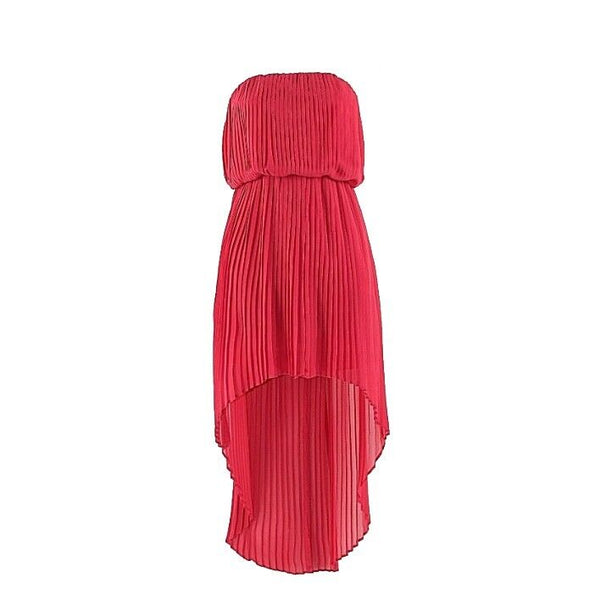 BCBGeneration NEW $138 S Magenta Strapless Pleats Hi Lo 100% Poly Dress