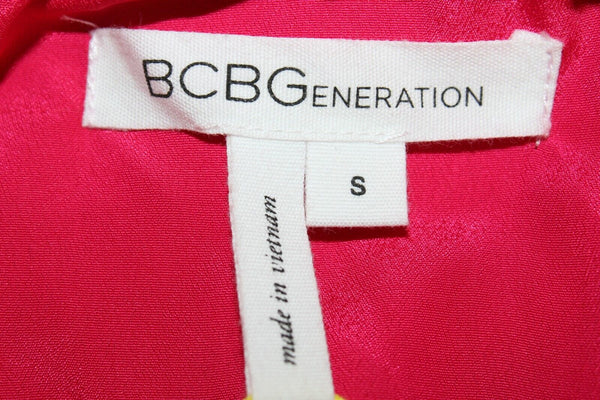 BCBGeneration NEW $138 S Magenta Strapless Pleats Hi Lo 100% Poly Dress