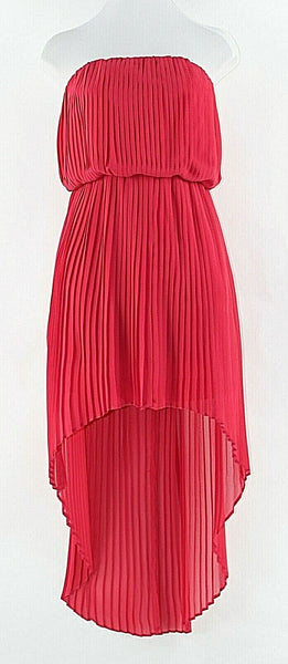 BCBGeneration NEW $138 S Magenta Strapless Pleats Hi Lo 100% Poly Dress