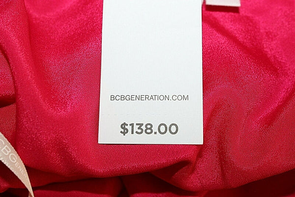 BCBGeneration NEW $138 S Magenta Strapless Pleats Hi Lo 100% Poly Dress