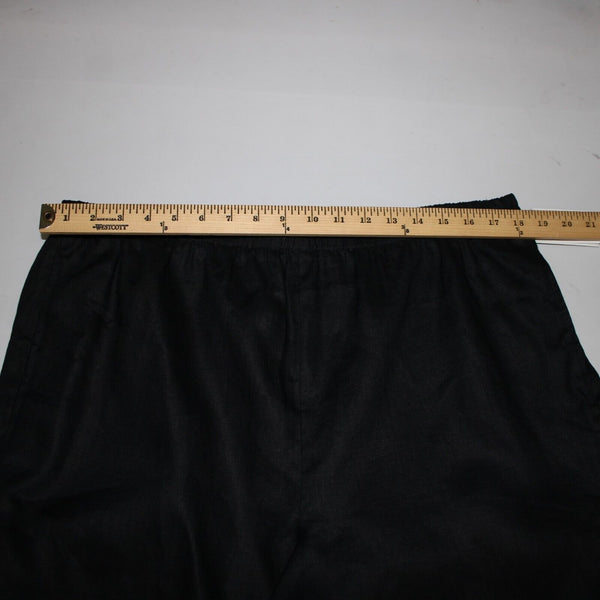 Due Per Due NEW $128 Tropicana Sz 16 x 30 Black Pockets Elastic Waist Linen Pant