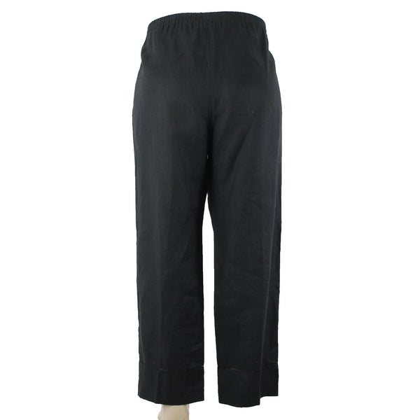 Due Per Due NEW $128 Tropicana Sz 16 x 30 Black Pockets Elastic Waist Linen Pant