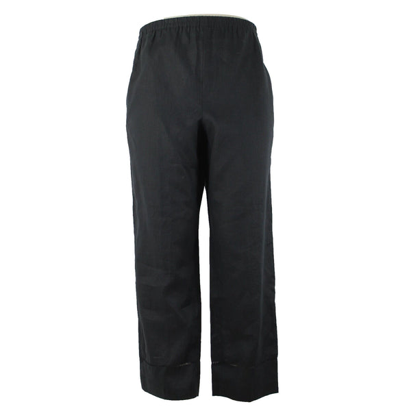 Due Per Due NEW $128 Tropicana Sz 16 x 30 Black Pockets Elastic Waist Linen Pant