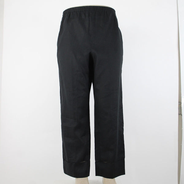 Due Per Due NEW $128 Tropicana Sz 16 x 30 Black Pockets Elastic Waist Linen Pant