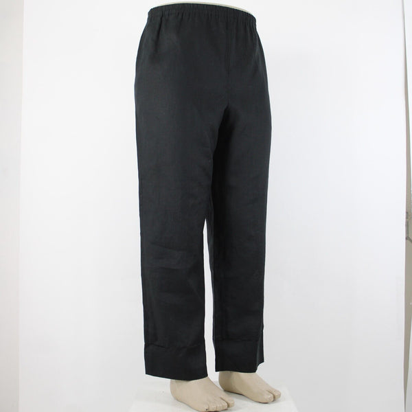 Due Per Due NEW $128 Tropicana Sz 16 x 30 Black Pockets Elastic Waist Linen Pant