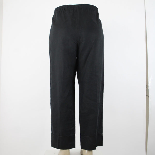 Due Per Due NEW $128 Tropicana Sz 16 x 30 Black Pockets Elastic Waist Linen Pant