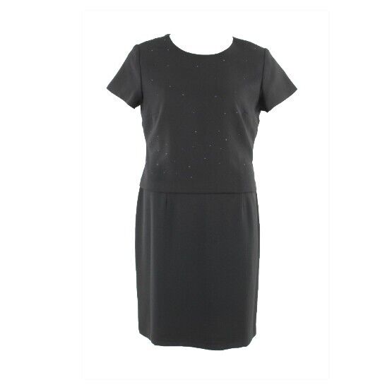 AGB Byer California Sz 16 Black on Black Rhinestone 100% Polyester Dress