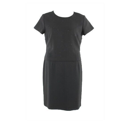 AGB Byer California Sz 16 Black on Black Rhinestone 100% Polyester Dress