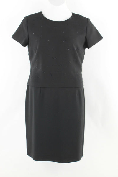 AGB Byer California Sz 16 Black on Black Rhinestone 100% Polyester Dress