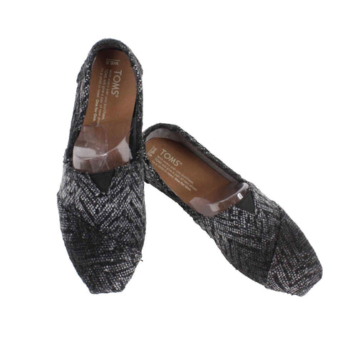 Toms 6.5W Black Gray Cushioned Slip On Fabric Upper Flats 668A**