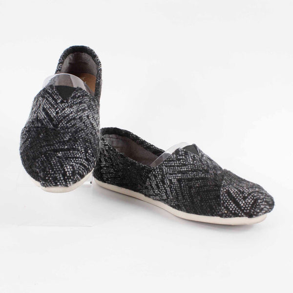 Toms 6.5W Black Gray Cushioned Slip On Fabric Upper Flats 668A**