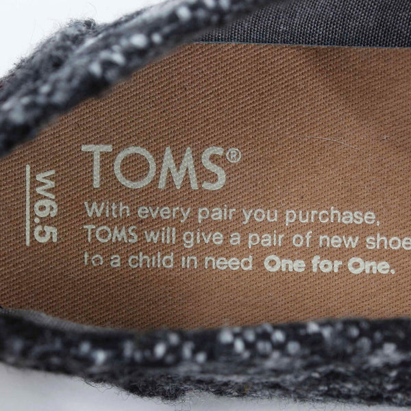 Toms 6.5W Black Gray Cushioned Slip On Fabric Upper Flats 668A**