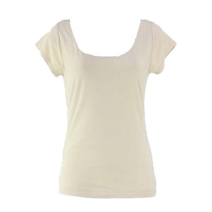 Worth Sz S Nude Beige Modal Spandex Wide Scoop Neck Cap Sleeve Top