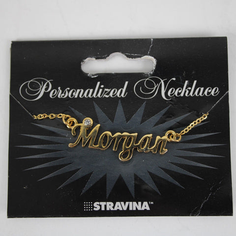 MORGAN NEW Name Goldtone Rhinestone Accent 14.5"w 4.5" Multi Ring Ext Necklace
